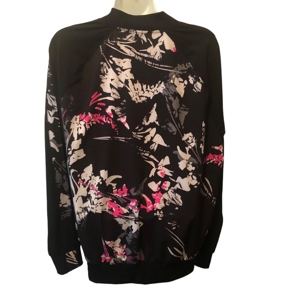 Fabletics Bev Bomber Jacket XL Pretty Punk Print Black Zip Up Athleisure Sporty - Picture 7 of 7